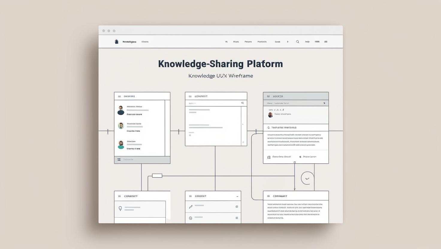 create a image of web design ui ux wireframe design for knowledge shearing smma website wireframe design
